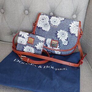 Dooney & Bourke Hallie Crossbody bag AND matching wallet - Indigo Blue Floral